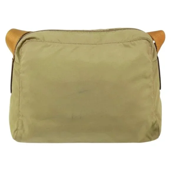 PRADA Shoulder Bag Nylon Beige Silver